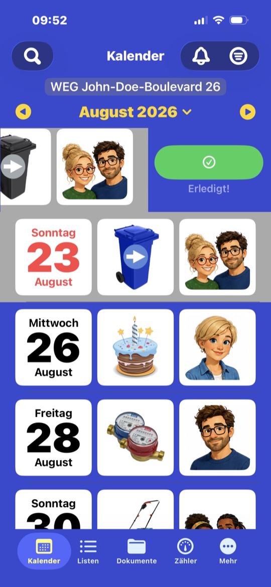 Der Kalender in der HOT-App
